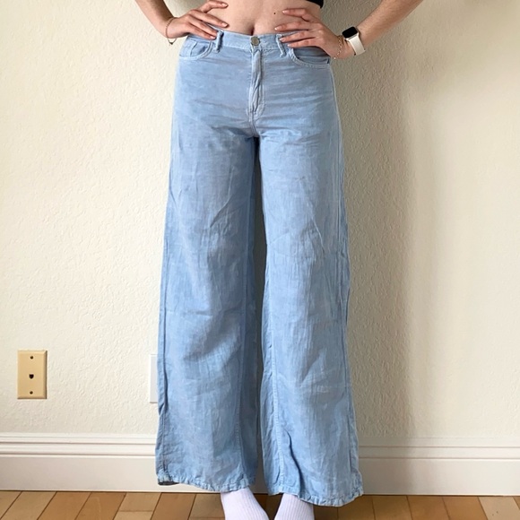 Zara Light Blue Wash High Rise Wide Leg Pants 6 - Picture 1 of 6